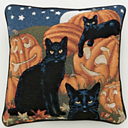 Black Cats and Pumpkins Pillow