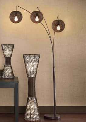 Lamp, 3-Arm Wicker...