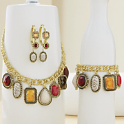 charm necklace bracelet and earrings