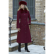 faux fur trimmed lamswool blend coat and hat