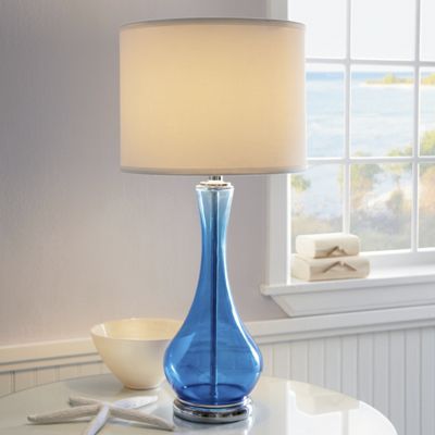 Lamp, Blue Glass...