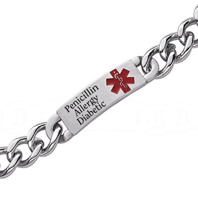 Mens Medical Alert ID Bracelet