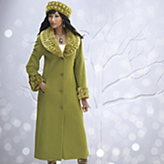 Faux Fur Collar Coat And Hat
