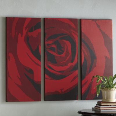 3-piece Red Rose Art...