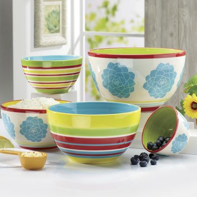5-Piece Blooming Hill Stoneware Nesting Bowl Set