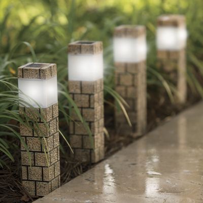 4-Piece Solar Faux Brick Pathway Light Set from Ginny s 720696