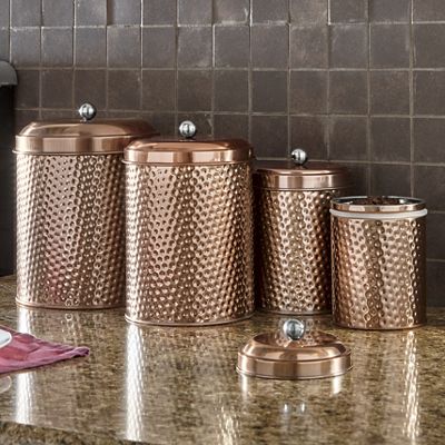 4-Piece Mauritius Hammered Copper Canister Set from Montgomery Ward 745513