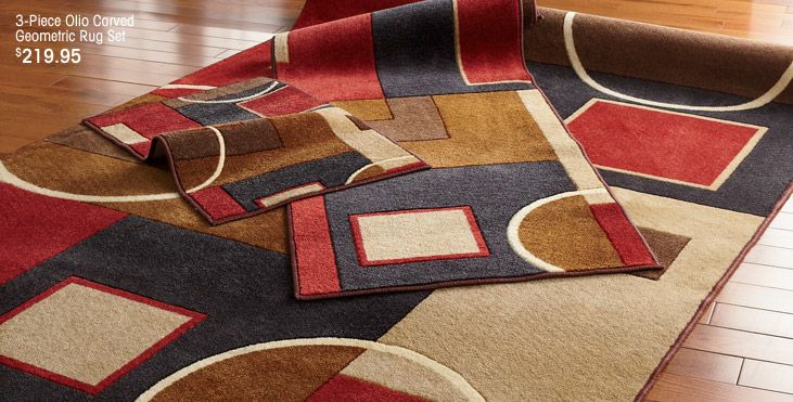 3- Piece Olio Carved Geometric Rugs 