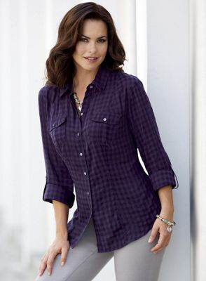 Plaid Button Down Top from Seventh Avenue