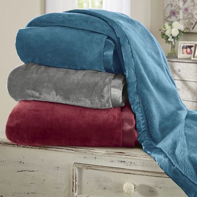 Satin Trim Plush Blanket from Seventh Avenue | D8751438